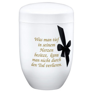 Edelplatal-Urne weiß mit Gedenktext #0 (gold); 279 mm, ø = 181 mm Edelplatal-Urne weiß mit Gedenktext #0 (gold); 279 mm, ø = 181 mm