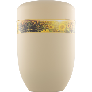 Edelplatal Creativ-Urne "Sonnenblumen" elfenbeinfarbig; 279 mm, ø = 181 mm Edelplatal Creativ-Urne "Sonnenblumen" elfenbeinfarbig; 279 mm, ø = 181 mm