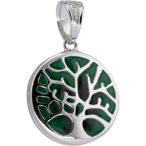 Amulettanhänger Rund Grün mit Baum Sterling Silber Amulettanhänger Rund Grün mit Baum Sterling Silber