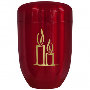 Edelplatal-Urne bordeaux mit Motiv "Kerzen" Edelplatal-Urne bordeaux mit Motiv "Kerzen"