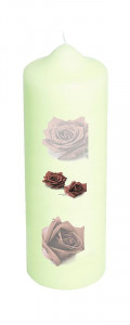 Trauerkerze "rote Rosen" 215mm / ø 70 mm Trauerkerze "rote Rosen" 215mm / ø 70 mm