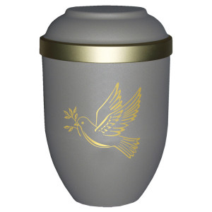 Bio-Tec³ Urne mit Motiv:"Taube" teak matt mit Golddeckelrand; 280 mm, ø = 185 mm Bio-Tec³ Urne mit Motiv:"Taube" teak matt mit Golddeckelrand; 280 mm, ø = 185 mm