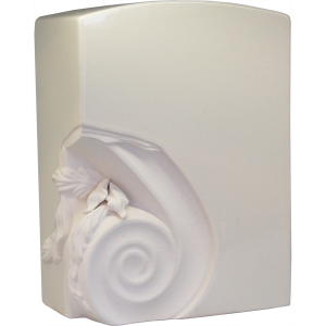 Keramik Urne mit Relief weiß Keramik Urne mit Relief weiß