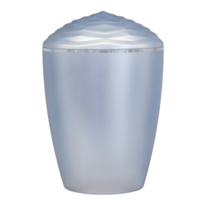 Bio-Tec³ Urne mit Deckel Krone hellblau mit Silberband; 285 mm, ø = 195 mm Bio-Tec³ Urne mit Deckel Krone hellblau mit Silberband; 285 mm, ø = 195 mm