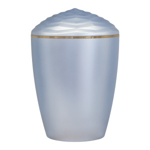 Bio-Tec³ Urne mit Deckel Krone hellblau mit Goldband; 285 mm, ø = 195 mm Bio-Tec³ Urne mit Deckel Krone hellblau mit Goldband; 285 mm, ø = 195 mm