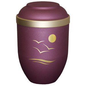 Bio-Tec³ Urne mit Motiv:"Am Meer" brombeer matt mit Golddeckelrand; 280 mm, ø = 185 mm Bio-Tec³ Urne mit Motiv:"Am Meer" brombeer matt mit Golddeckelrand; 280 mm, ø = 185 mm