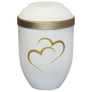 Bio-Tec³ Urne mit Motiv:"Herzen" sandbeige matt mit Golddeckelrand; 280 mm, ø = 185 mm Bio-Tec³ Urne mit Motiv:"Herzen" sandbeige matt mit Golddeckelrand; 280 mm, ø = 185 mm
