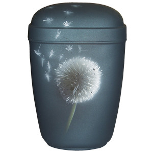 Designer-Urne Quader-Line samtblau "PUSTEBLUME"; 265 mm, ø = 180 mm Designer-Urne Quader-Line samtblau "PUSTEBLUME"; 265 mm, ø = 180 mm