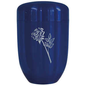 Edelplatal-Urne blau mit Rose 279 mm, ø = 181 mm Edelplatal-Urne blau mit Rose 279 mm, ø = 181 mm