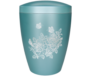 Bio-Tec³ Urne Laser-Motiv "Rosen mit Schmetterling", 270 mm, ø = 195 mm Bio-Tec³ Urne Laser-Motiv "Rosen mit Schmetterling", 270 mm, ø = 195 mm