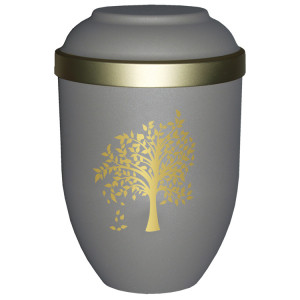 Bio-Tec³ Urne mit Motiv:"Baum" teak matt mit Golddeckelrand; 280 mm, ø = 185 mm Bio-Tec³ Urne mit Motiv:"Baum" teak matt mit Golddeckelrand; 280 mm, ø = 185 mm