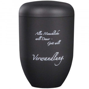 Designer-Urne Bio-Tec³ "Verwandlung" schwarz matt Designer-Urne Bio-Tec³ "Verwandlung" schwarz matt