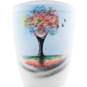 Künstler Bio-Tec³ Urne"Farbiger Baum mit Vögeln" Künstler Bio-Tec³ Urne"Farbiger Baum mit Vögeln"