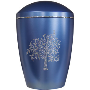 Bio-Tec³ Urne "Baum" veredelt mit "Original Kristallen"; dunkelblau; 285 mm, ø = 195 mm Bio-Tec³ Urne "Baum" veredelt mit "Original Kristallen"; dunkelblau; 285 mm, ø = 195 mm