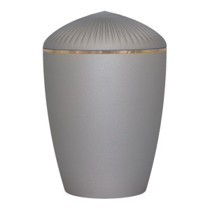 Bio-Tec³ Urne mit Deckel Lamell samtgrau mit Goldband; 285 mm, ø = 195 mm Bio-Tec³ Urne mit Deckel Lamell samtgrau mit Goldband; 285 mm, ø = 195 mm
