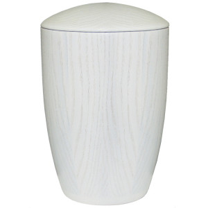 Holzurne aus Eiche weiß gekalkt moderne Form Holzurne aus Eiche weiß gekalkt moderne Form