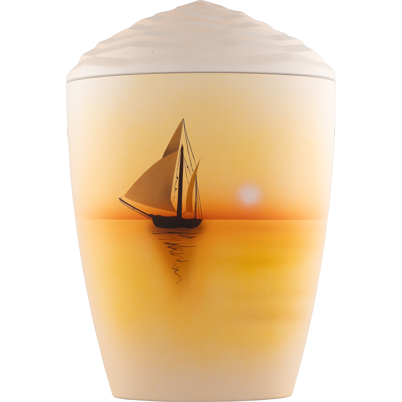 Künstler Bio-Tec³ Urne "Segelboot" Deckel Krone