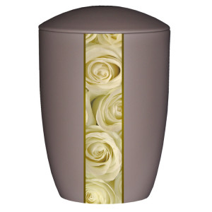 Creativ-Urne Keramik "Weiße Rosen" mokka; 300 mm, ø = 195 mm Creativ-Urne Keramik "Weiße Rosen" mokka; 300 mm, ø = 195 mm