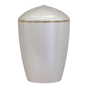 Bio-Tec³ Urne mit Deckel Krone perlmuttfarbig mit Goldband; 285 mm, ø = 195 mm Bio-Tec³ Urne mit Deckel Krone perlmuttfarbig mit Goldband; 285 mm, ø = 195 mm