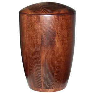 Holzurne aus Buche mahagonifarbig moderne Form Holzurne aus Buche mahagonifarbig moderne Form