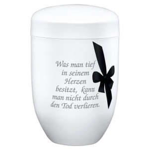 Edelplatal-Urne weiß mit Gedenktext #0 (silber); 279 mm, ø = 181 mm Edelplatal-Urne weiß mit Gedenktext #0 (silber); 279 mm, ø = 181 mm