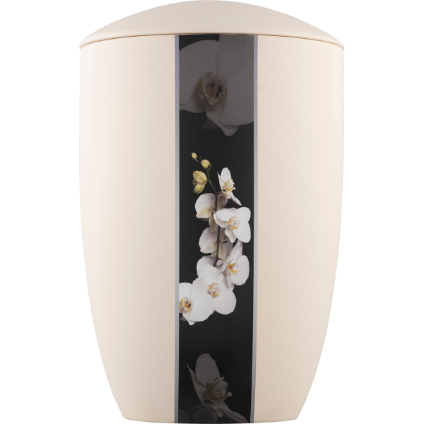Creativ-Urne Keramik "Orchideen" cremewei; 300 mm,  = 195 mm | Creativ  Keramik Urnen | Creativ Urnen | Urnen | Pludra Shop