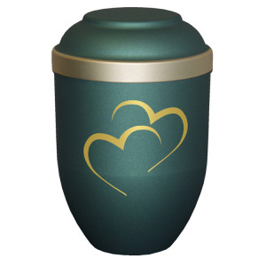 Bio-Tec³ Urne mit Motiv:"Herzen" grün matt mit Golddeckelrand; 280 mm, ø = 185 mm Bio-Tec³ Urne mit Motiv:"Herzen" grün matt mit Golddeckelrand; 280 mm, ø = 185 mm