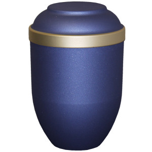 Bio-Tec³ Urne "Facile" mattfarben blau mit Golddeckelrand; 280 mm, ø = 185 mm Bio-Tec³ Urne "Facile" mattfarben blau mit Golddeckelrand; 280 mm, ø = 185 mm