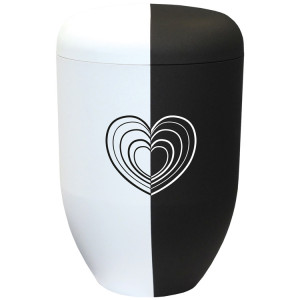 Bio-Tec³ Urne black & white collection mit Motiv: "Unendliche Liebe"; 285 mm, Ø = 185 mm Bio-Tec³ Urne black & white collection mit Motiv: "Unendliche Liebe"; 285 mm, Ø = 185 mm