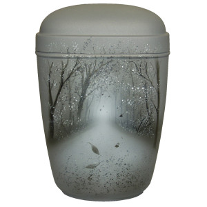 Designer-Urne Quader-Line samtgrau "WALDWEG"; 265 mm, ø = 180 mm Designer-Urne Quader-Line samtgrau "WALDWEG"; 265 mm, ø = 180 mm