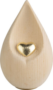 Flamme & goldenes Herz aus Zirbe mit Memory-Fach Flamme & goldenes Herz aus Zirbe mit Memory-Fach