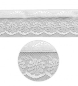 Lotband Girlande (weiß/weiß) mit Spitze Preis 50m/Rolle Lotband Girlande (weiß/weiß) mit Spitze Preis 50m/Rolle