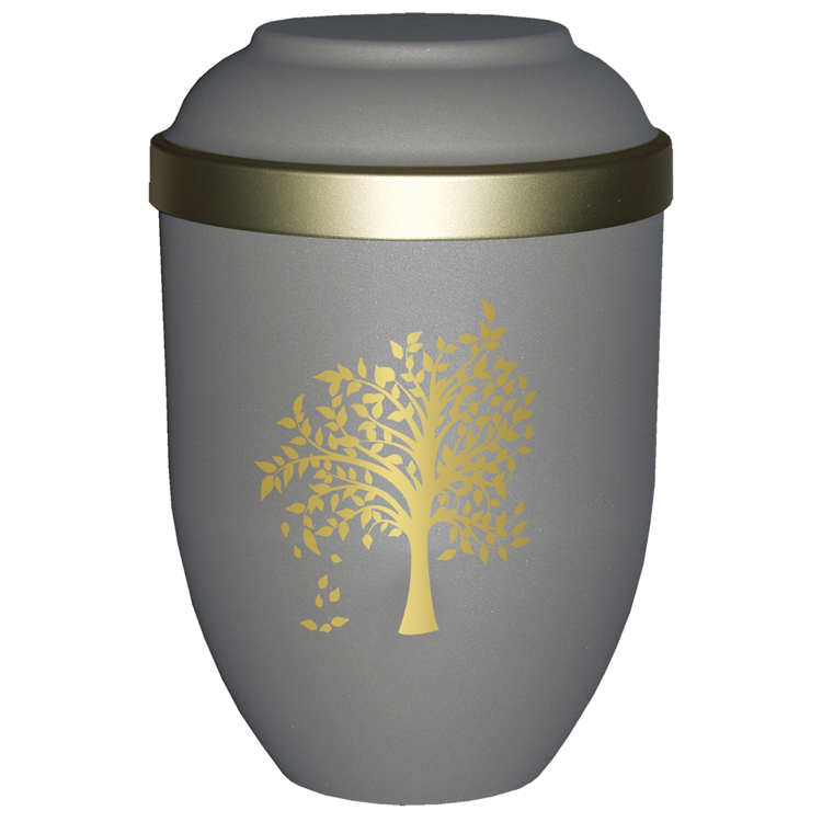 BioTec³Urne mit Motiv"BAUM" teak matt mit
