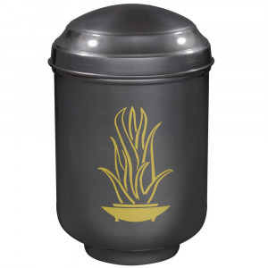 Kupfer-Urne brüniert mit Motiv "Feuerschale" Kupfer-Urne brüniert mit Motiv "Feuerschale"