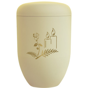 Bio-Tec³ Urne "Kerze und Rose" sandbeige; 285 mm, ø = 185 mm Bio-Tec³ Urne "Kerze und Rose" sandbeige; 285 mm, ø = 185 mm
