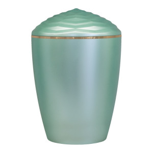 Bio-Tec³ Urne mit Deckel Krone mintfarbig mit Goldband; 285 mm, ø = 195 mm Bio-Tec³ Urne mit Deckel Krone mintfarbig mit Goldband; 285 mm, ø = 195 mm