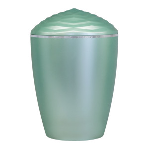 Bio-Tec³ Urne mit Deckel Krone mintfarbig mit Silberband; 285 mm, ø = 195 mm Bio-Tec³ Urne mit Deckel Krone mintfarbig mit Silberband; 285 mm, ø = 195 mm