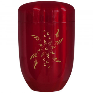 Edelplatal-Urne bordeaux mit Motiv "Blüte" Edelplatal-Urne bordeaux mit Motiv "Blüte"