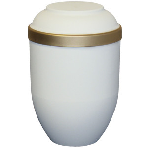Bio-Tec³ Urne "Facile" mattfarben sandbeige mit Golddeckelrand; 280 mm, ø = 185 mm Bio-Tec³ Urne "Facile" mattfarben sandbeige mit Golddeckelrand; 280 mm, ø = 185 mm